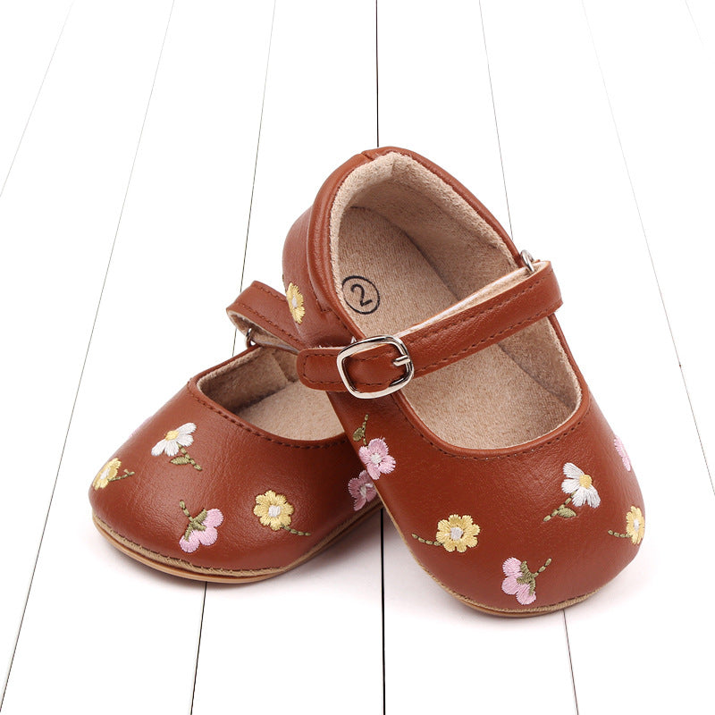 Tiny Bloom Embroidered Baby Shoes – Soft Sole & Breathable Comfort