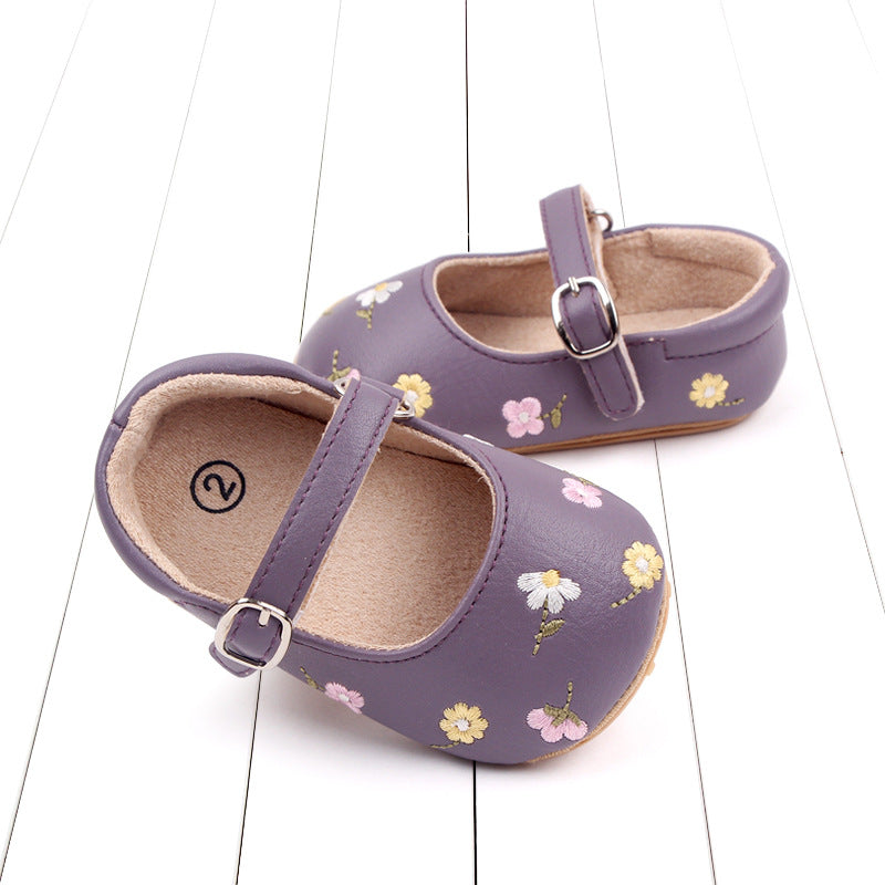 Tiny Bloom Embroidered Baby Shoes – Soft Sole & Breathable Comfort
