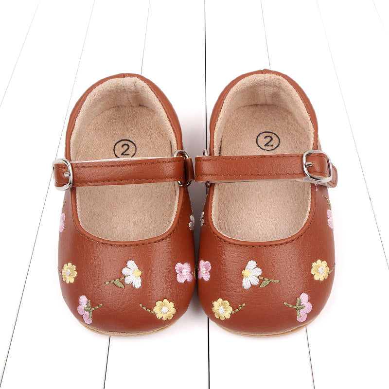 Tiny Bloom Embroidered Baby Shoes – Soft Sole & Breathable Comfort