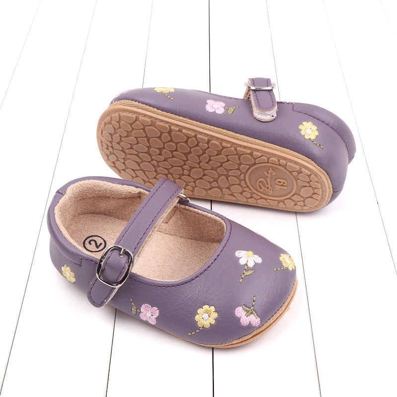 Tiny Bloom Embroidered Baby Shoes – Soft Sole & Breathable Comfort