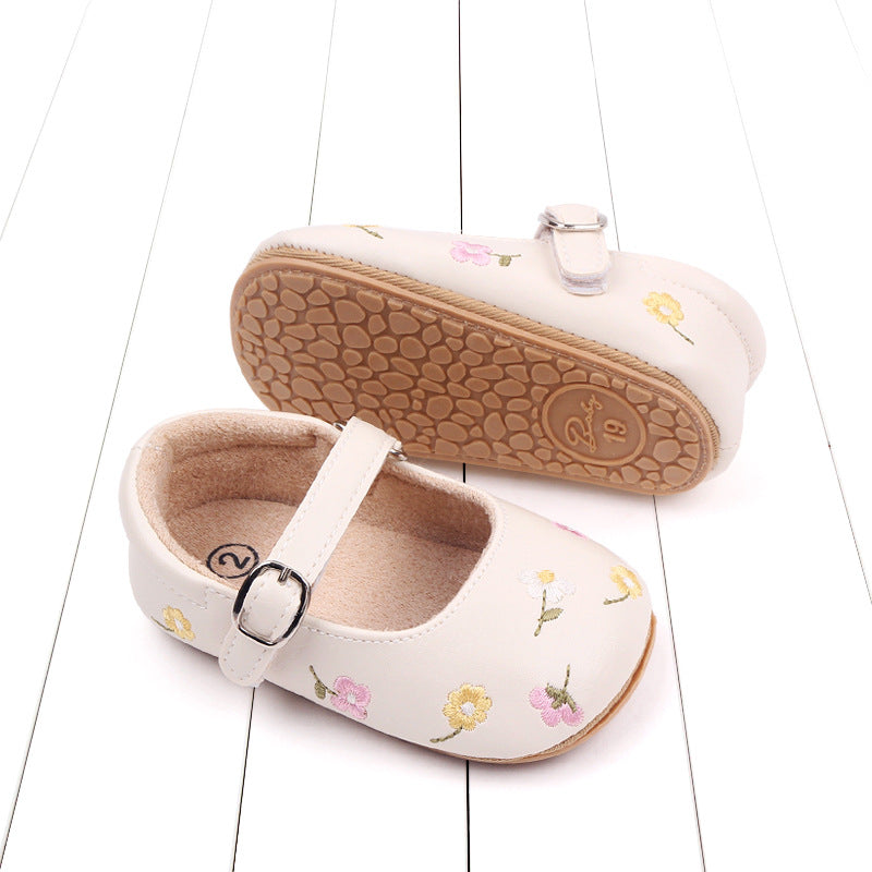 Tiny Bloom Embroidered Baby Shoes – Soft Sole & Breathable Comfort