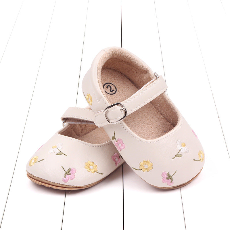 Tiny Bloom Embroidered Baby Shoes – Soft Sole & Breathable Comfort