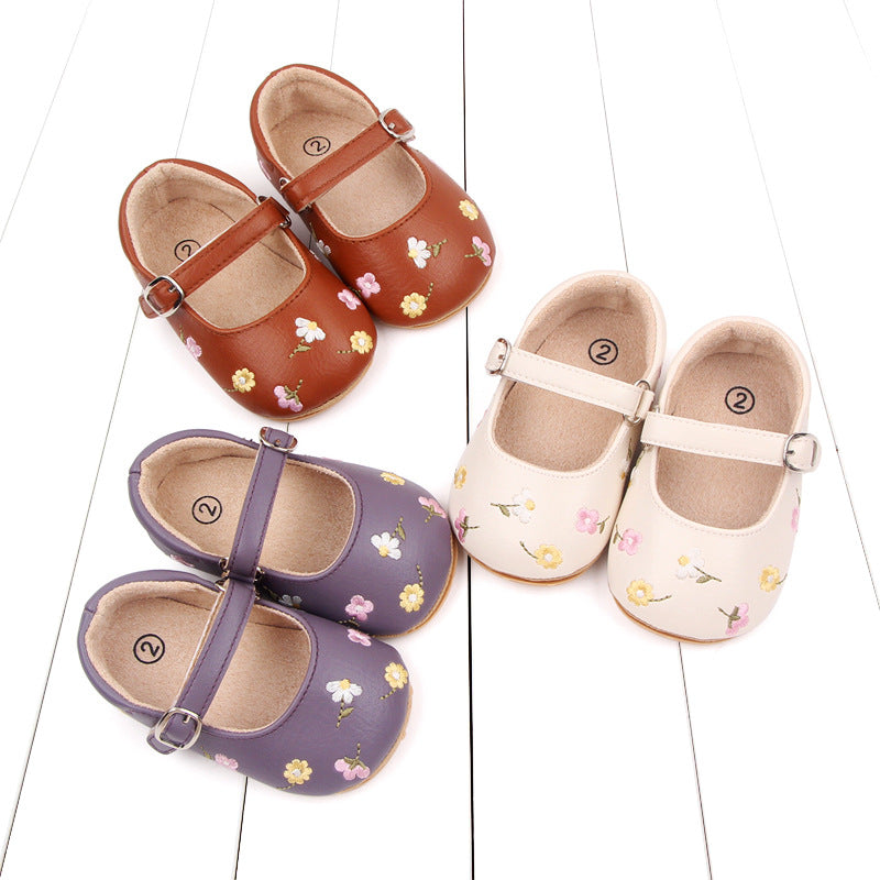 Tiny Bloom Embroidered Baby Shoes – Soft Sole & Breathable Comfort